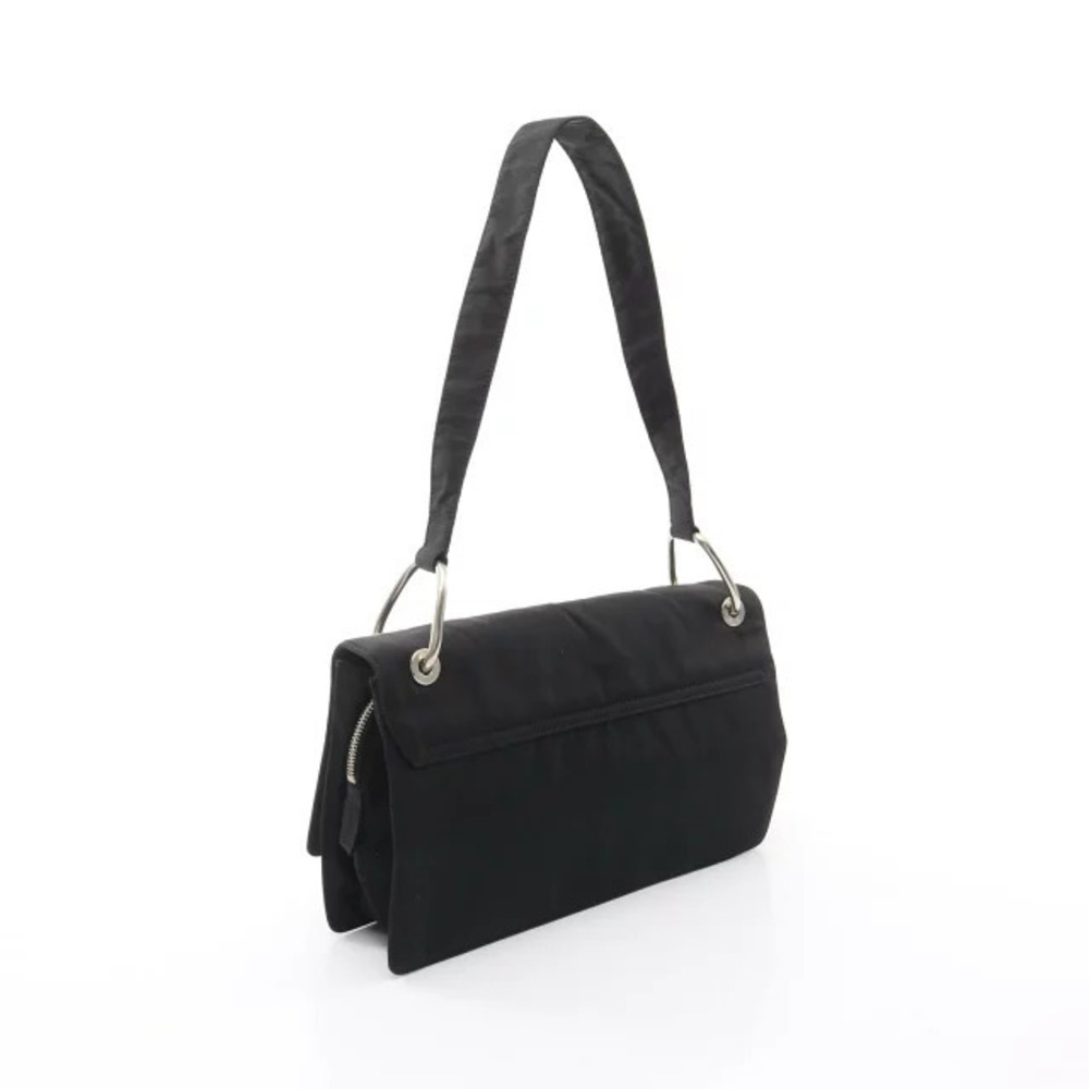 Prada signature shoulder bag Tessuto Black flap Black